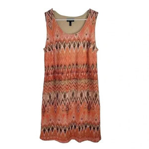 Allison Brittney Dress Women's Size L Orange Brown Aztec Sleeveless